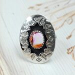 Pink Dahlia Turquoise 925 Sterling Silver Shadow Box Ring (RS3-78)