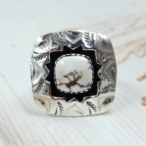 Wild Horse Jasper 925 Sterling Silver Shadow Box Ring (RS3-80)