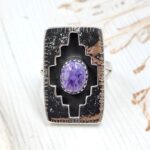 Charoite 925 Sterling Silver Shadow Box Ring (RS3-81)