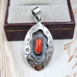 Italian Coral 925 Sterling Silver Shadow Box Pendant (RS3-99)