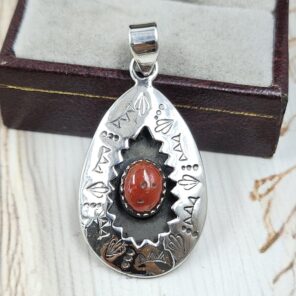 Italian Coral 925 Sterling Silver Shadow Box Pendant (RS3-115)