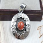 Italian Coral 925 Sterling Silver Shadow Box Pendant (RS3-121)