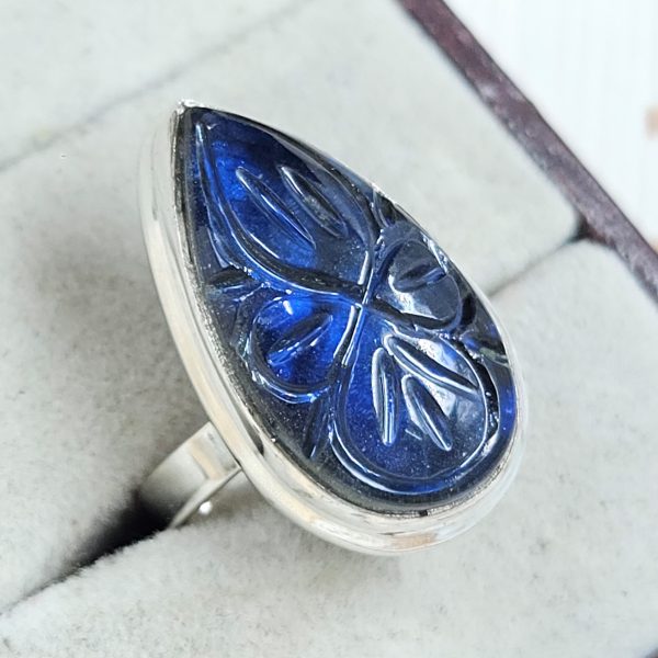 Labradorite Carving Size US 7 925 Silver Ring (REXT54-103) - Image 2