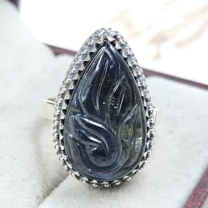 Labradorite Carving Size US 8 925 Silver Ring (REXT54-120)