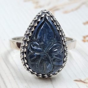 Labradorite Carving Size US 10 925 Silver Ring (REXT54-121)