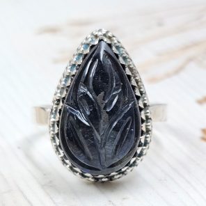 Labradorite Carving Size US 8 925 Silver Ring (REXT54-123)