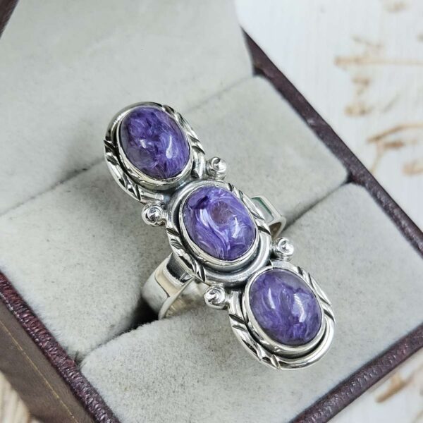 Charoite 925 Sterling Silver Ring (REXT86-144) - Image 2