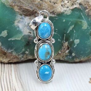 Kingman Turquoise 925 Sterling Silver Pendant (REXT86-142)