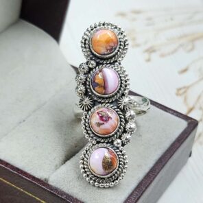 Pink Dahlia Turquoise 925 Sterling Silver Ring (REXT86-150)