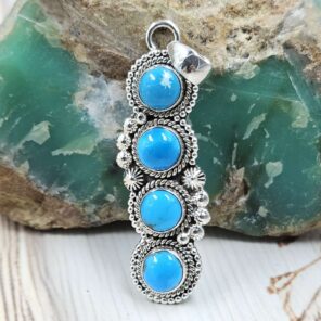 Kingman Turquoise 925 Sterling Silver Pendant (REXT86-157)