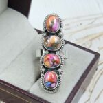 Pink Dahlia Turquoise 925 Sterling Silver Ring (REXT87-113)