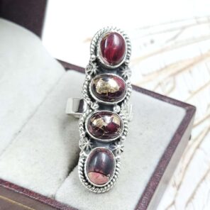 Red Rose Dahlia Turquoise 925 Sterling Silver Ring (REXT87-114)