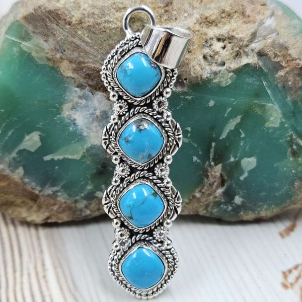 Kingman Turquoise 925 Sterling Silver Pendant (REXT79-101)