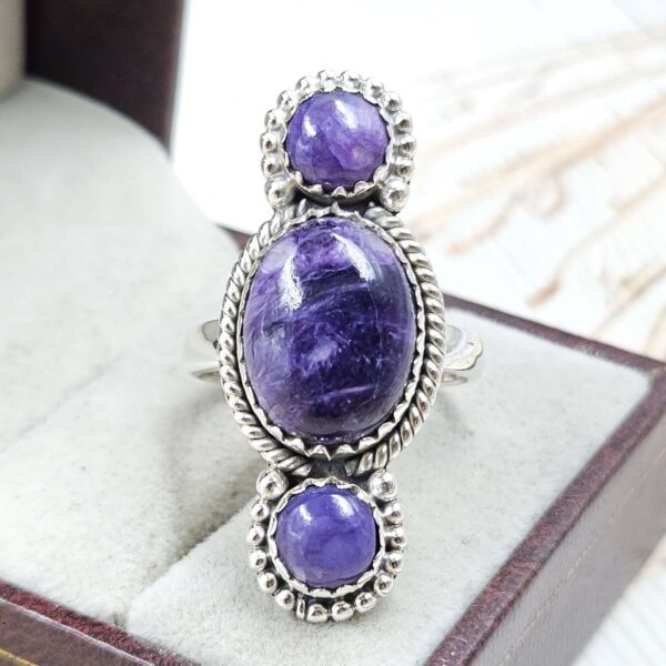 Charoite 925 Sterling Silver Ring (REXT79-132)