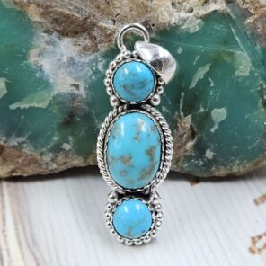 Kingman Turquoise 925 Sterling Silver Pendant (REXT79-122)