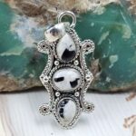 White Buffalo Turquoise 925 Sterling Silver Pendant (REXT87-122)