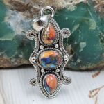 Pink Dahlia Turquoise 925 Sterling Silver Pendant (REXT87-124)