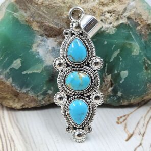 Kingman Turquoise 925 Sterling Silver Pendant (REXT86-167)