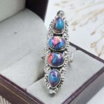 Pink Dahlia Turquoise 925 Sterling Silver Ring (REXT86-129)