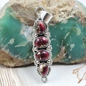 Red Rose Dahlia Turquoise 925 Sterling Silver Pendant (REXT86-136)