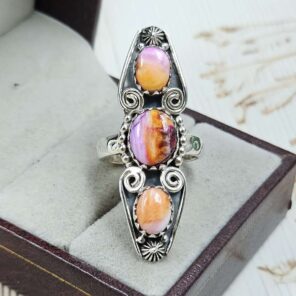 Pink Dahlia Turquoise 925 Sterling Silver Ring (REXT86-121)