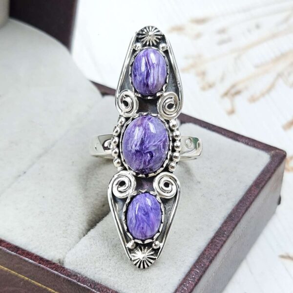 Charoite 925 Sterling Silver Ring (REXT86-122)