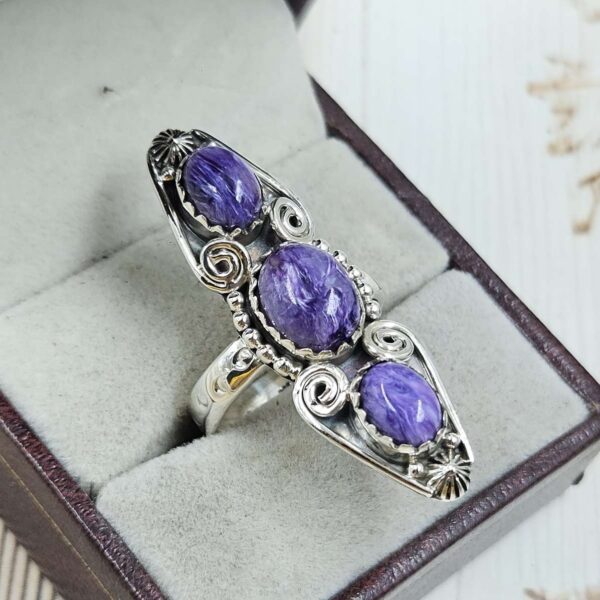 Charoite 925 Sterling Silver Ring (REXT86-122) - Image 2