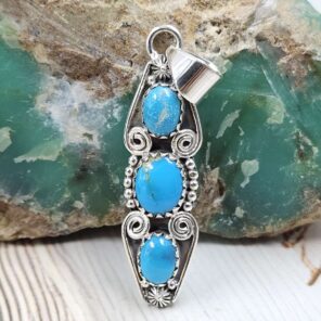 Kingman Turquoise 925 Sterling Silver Pendant (REXT86-120)