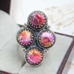 Pink Dahlia Turquoise 925 Sterling Silver Ring (REXT86-108)
