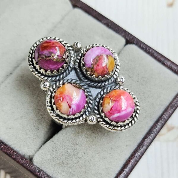 Pink Dahlia Turquoise 925 Sterling Silver Ring (REXT86-108) - Image 2