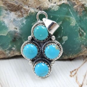 Kingman Turquoise 925 Sterling Silver Pendant (REXT86-112)