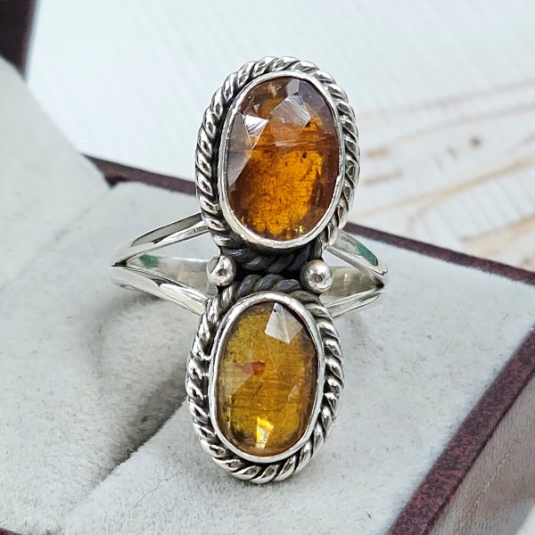 Orange Kyanite Size US 12 925 Sterling Silver Ring (RS102-77)