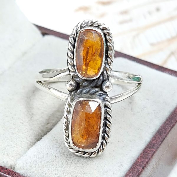 Orange Kyanite Size US 12 925 Sterling Silver Ring (RS102-76)