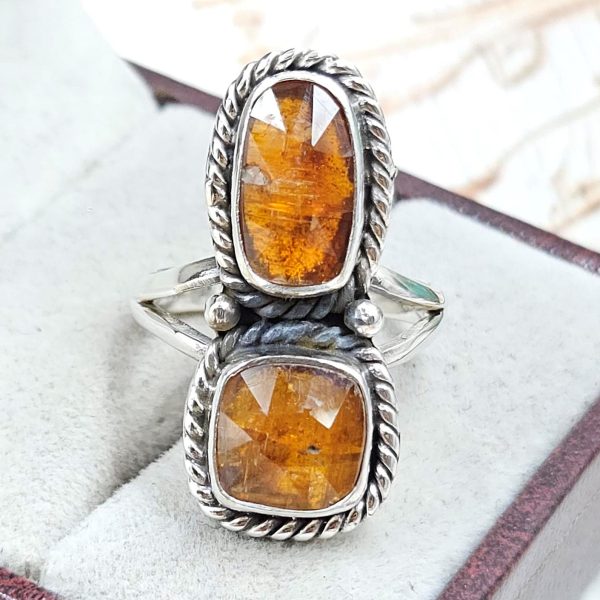 Orange Kyanite Size US 7 925 Sterling Silver Ring (RS102-84)