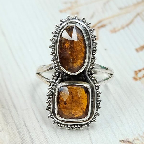 Orange Kyanite Size US 9 925 Sterling Silver Ring (RS102-102)