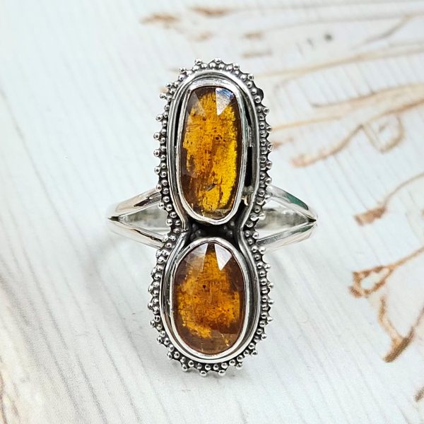 Orange Kyanite Size US 11 925 Sterling Silver Ring (RS102-103)