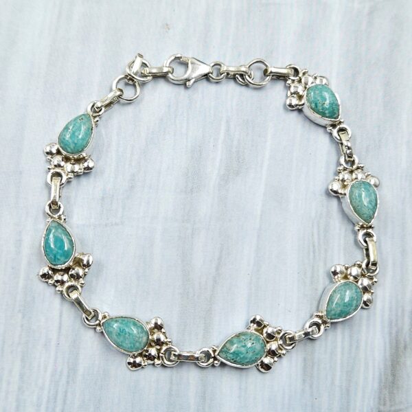 Amazonite 7.5" 925 Sterling Silver Bracelet (REXT65-47)