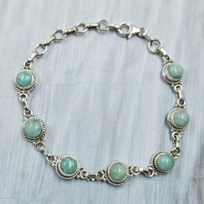 Amazonite 7.5" 925 Sterling Silver Bracelet (REXT65-49)