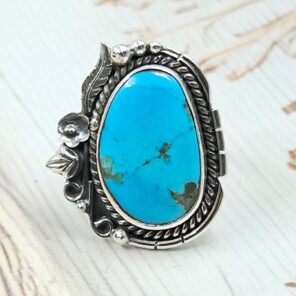 Kingman Turquoise 925 Sterling Silver Ring (REXT76-243)
