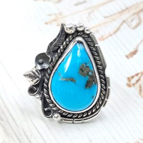 Kingman Turquoise Size US 6 925 Sterling Silver Ring (REXT76-245)