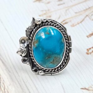 Kingman Turquoise Size US 8 925 Sterling Silver Ring (REXT76-246)