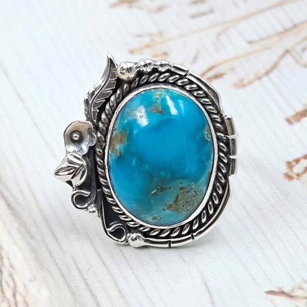 Kingman Turquoise Size US 8 925 Sterling Silver Ring (REXT76-246)