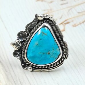 Kingman Turquoise Size US 7 925 Sterling Silver Ring (REXT76-250)