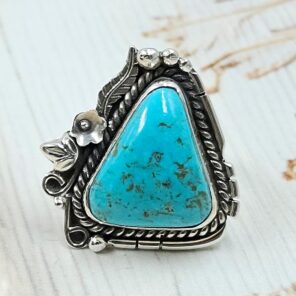Kingman Turquoise Size US 7 925 Sterling Silver Ring (REXT76-251)