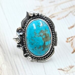 Kingman Turquoise 925 Sterling Silver Ring (REXT76-254)