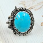 Kingman Turquoise 925 Sterling Silver Ring (REXT76-255)