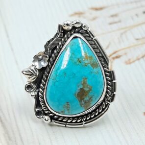 Kingman Turquoise 925 Sterling Silver Ring (REXT76-256)