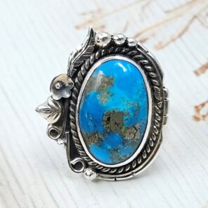 Kingman Turquoise 925 Sterling Silver Ring (REXT76-258)