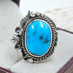 Kingman Turquoise 925 Sterling Silver Ring (REXT76-265)