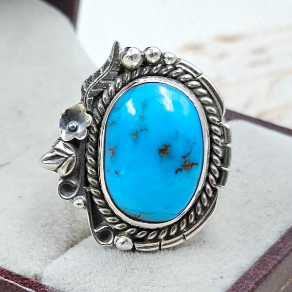 Kingman Turquoise 925 Sterling Silver Ring (REXT76-265)